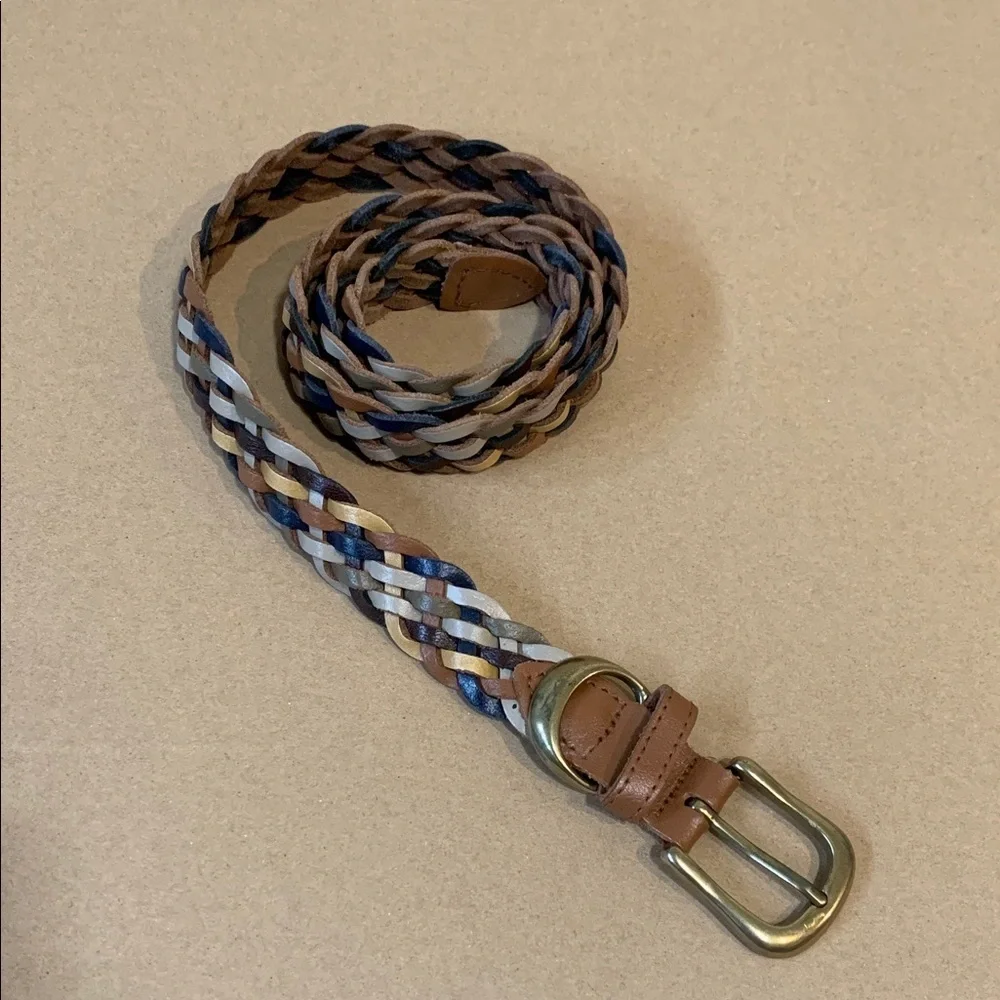 Braided Leather Belt with Gold hardware